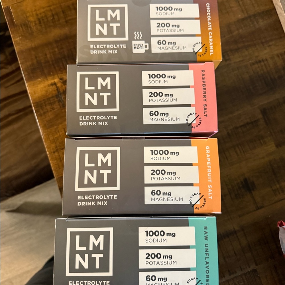 LNMT electrolytes.  4 boxes. Minus one pack grapefruit.